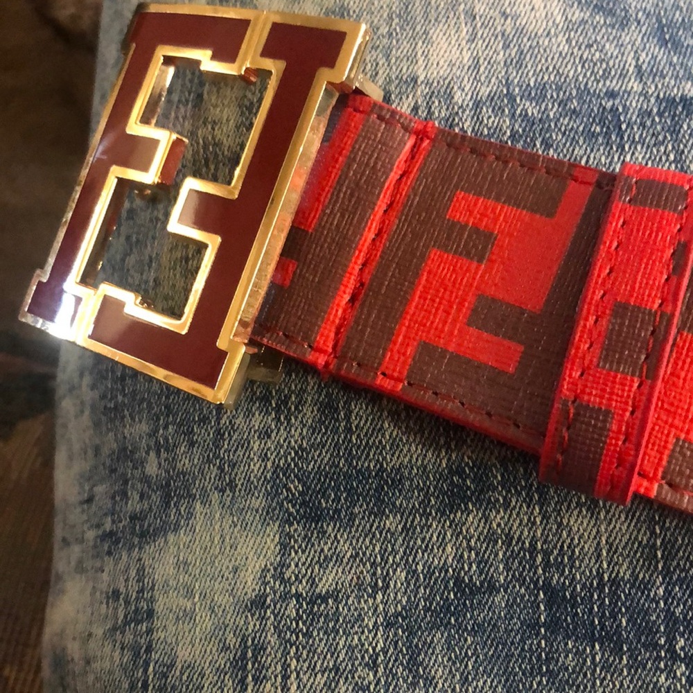 Red gray fendi belt brand new